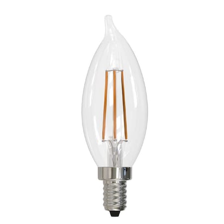 60w CA10 Clear Dimmable Edison Style Filament LED Light Bulb (E12) Candelabra Screw Base, 3000K, 4PK